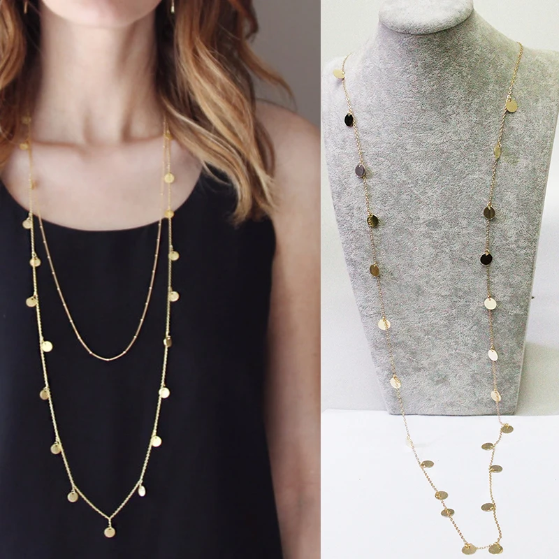 

120CM Long Gold Coin Necklace | Long Gold Necklace Statement necklace XL540
