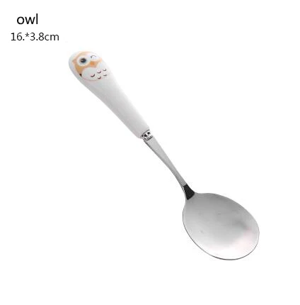 owl 1 шт. с рисунком милого кота вилка Нержавеющая сталь ложки с длинной ручкой, помешивая ложка, вилка для фруктов Кофе ложка Керамика ручка - Цвет: owl