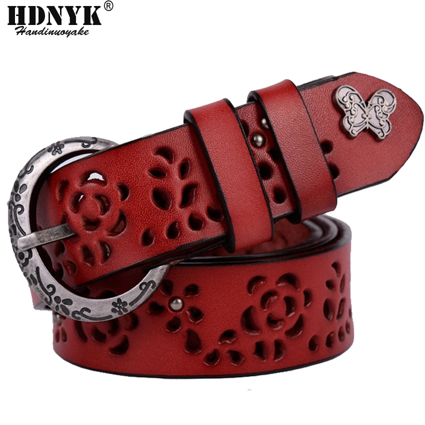 Женский ремень из натуральной кожи Винтажный Золотой металлический для