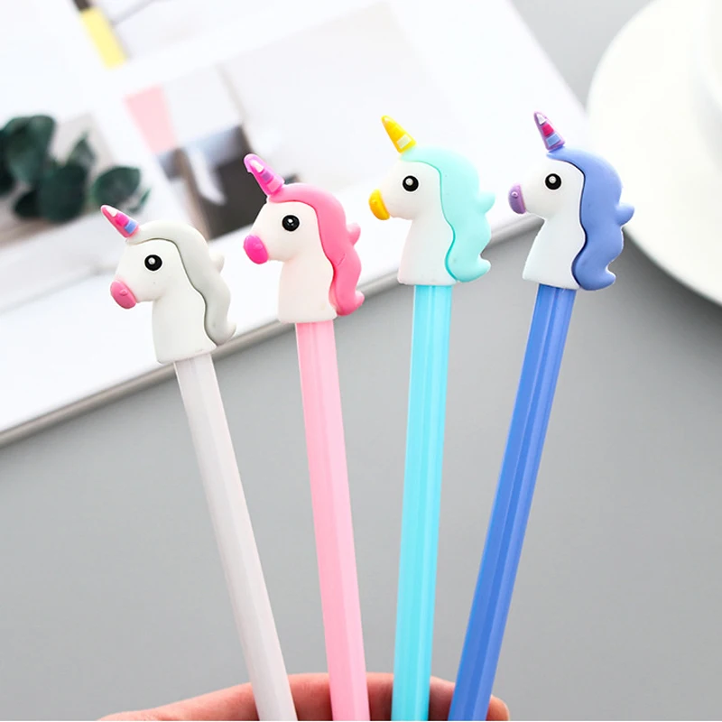 

36 Pcs/lot Color Unicorn Gel Pens 0.5mm Roller Ball Black Gel Ink Pen Writing Gift Stationery Office School Student Supplies