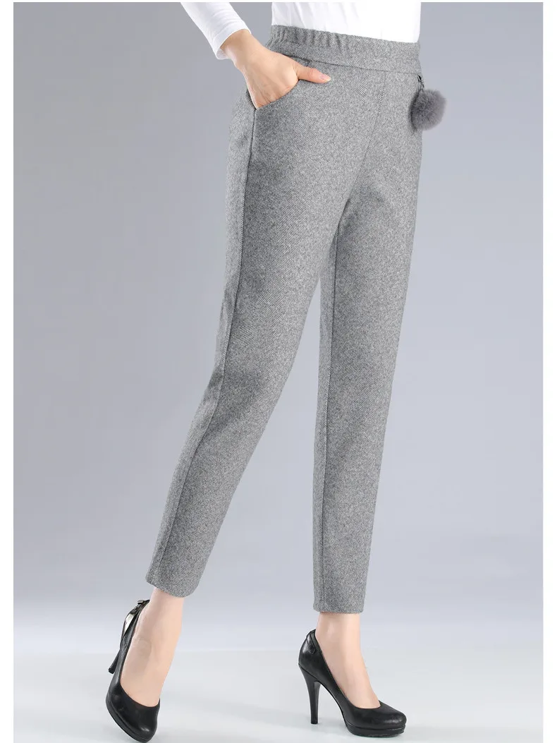 XJXKS pantaloni donna, высококачественные теплые женские штаны-шаровары, удобные модные однотонные повседневные женские брюки с украшением