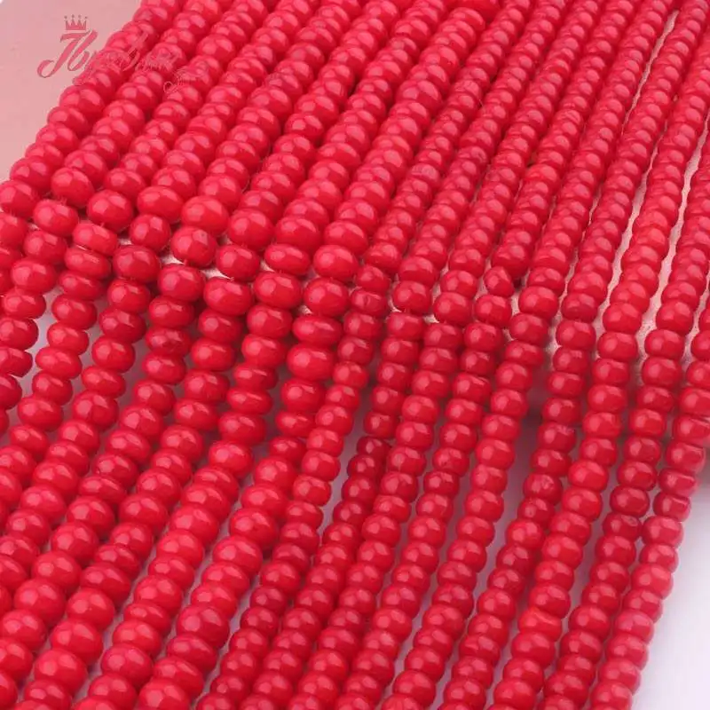2x4 3x5 мм натуральный Rondelle красный коралл драгоценный камень нить с каменными