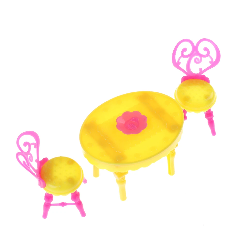 3 шт./компл. милые обеденные наборы игрушки винтажные настольные стулья для кукол