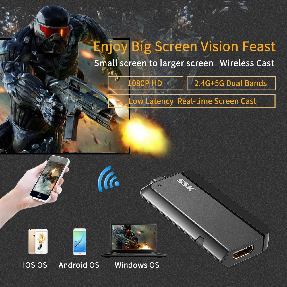 Беспроводной HDMI ключ SSK Miracast 2 4/1080P Wi Fi медиадисплей дисплей беспроводной адаптер ТВ флешка Airplay DLNA|SmartTV-стики