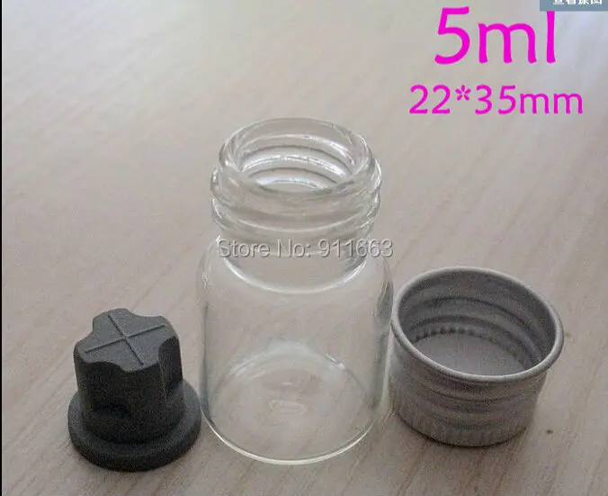 (50sets/lot) 5ml 18mm opening clear glass vials +18mm screw aliminium caps+rubber stopper Screw mouth bottles | Дом и сад