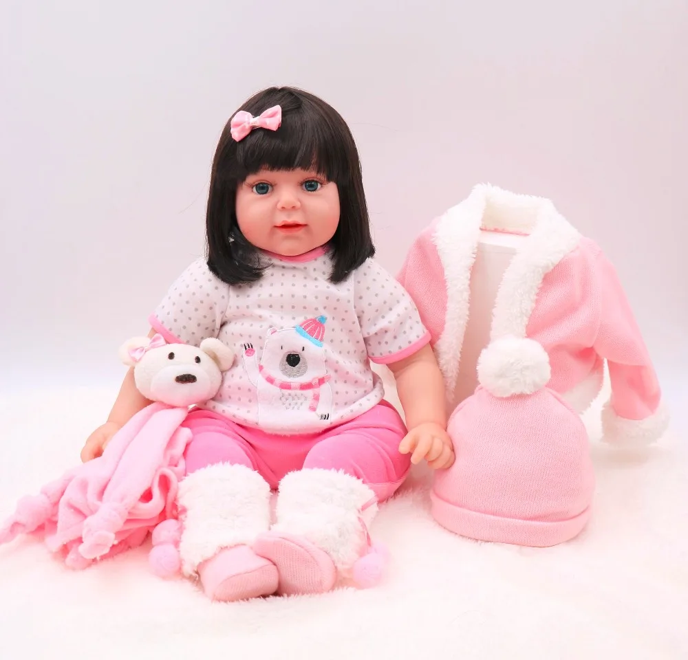 

61 см красивый Ангел принцесса bebe reborn мягкая ткань тело 3/4 силиконовые куклы reborn baby большие голубые глаза куклы-игрушки для девочек для детей