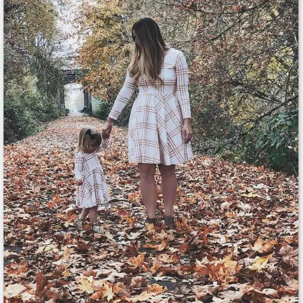 

mommy and me dresses dress dress mom and daughter matching 2018 new Outfits Plaid Daughter Tiny Cottons atummn Winter Dresses