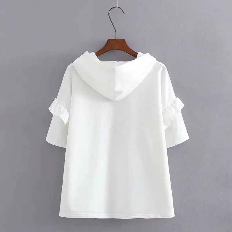 Мода 2017 г. новые летние женские топы кофты с капюшоном короткими гофрированными