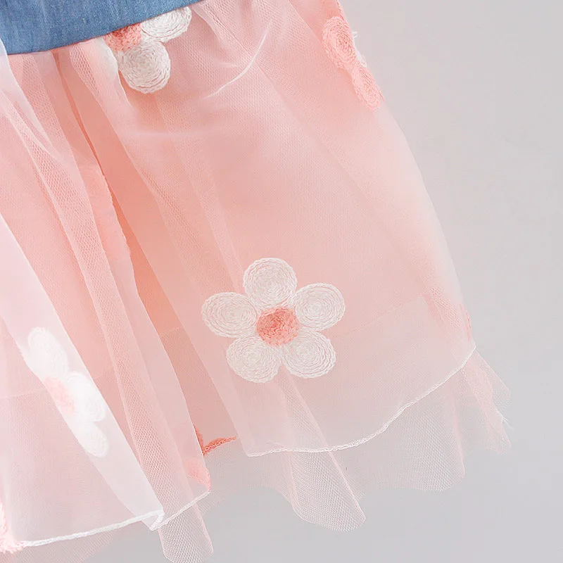 The new hollow gauze cowboy dress flower girls |