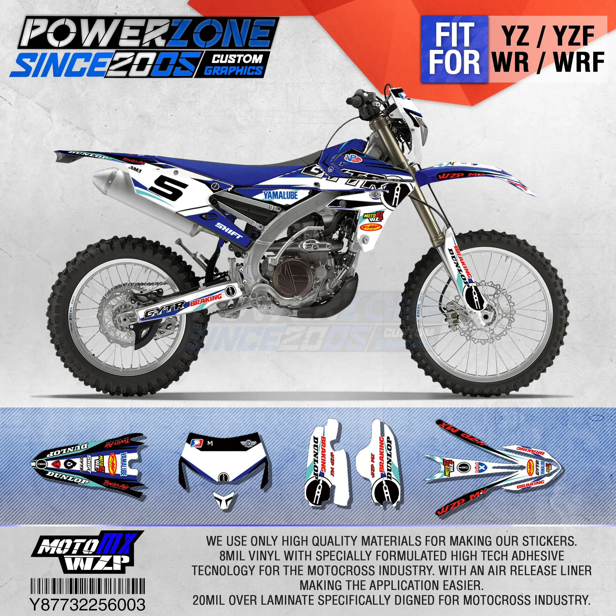 

PowerZone Customized Team Graphics Backgrounds Decals 3M Custom Stickers For YAMAHA WR450F WR WRF 450cc 2016 2017 2018 2019 003