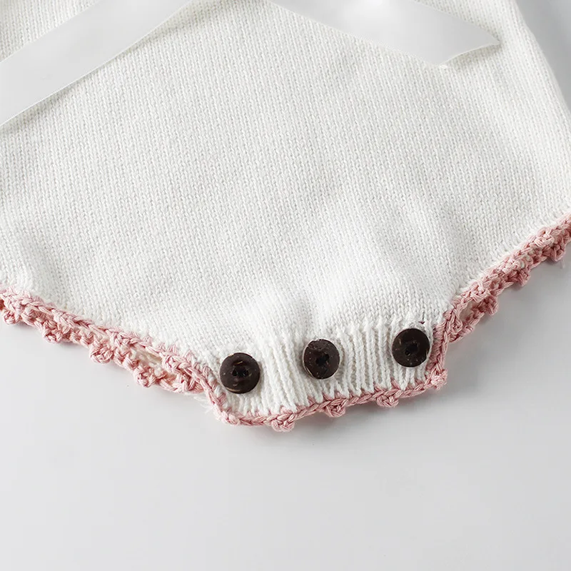

Toddler Girl Summer Clothes Knitted Baby Girl Rompers Pink Newborn Infant Baby Romper New Born Baby Clothes Bows Girls Jumpsuit