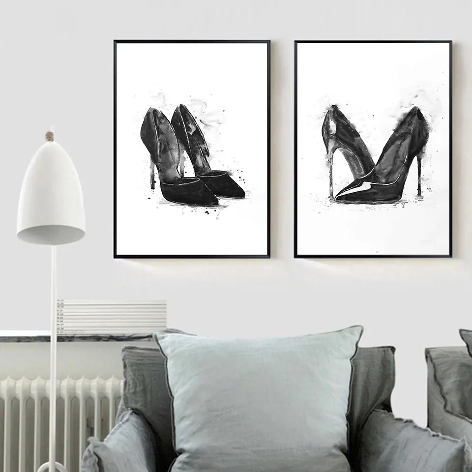 

High Heels Art Fashion Women Canvas Painting Vogue Black White Poster and Print Modern Wall Picture for Living Room Home Decor