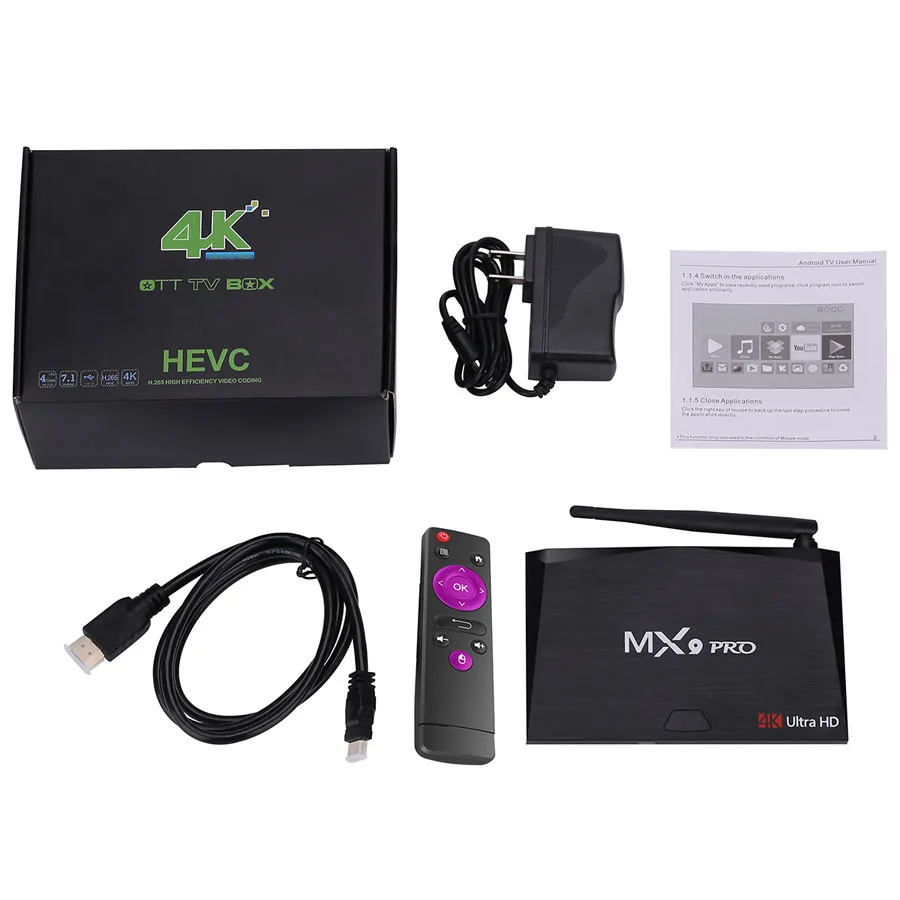 ТВ приставка MX9 Pro Smart Android 7 1 RK3328 четырехъядерный 4 Гб RAM 32 ГБ ROM 2 4G/5G Dual WiFi BT4.1 HDR 4K