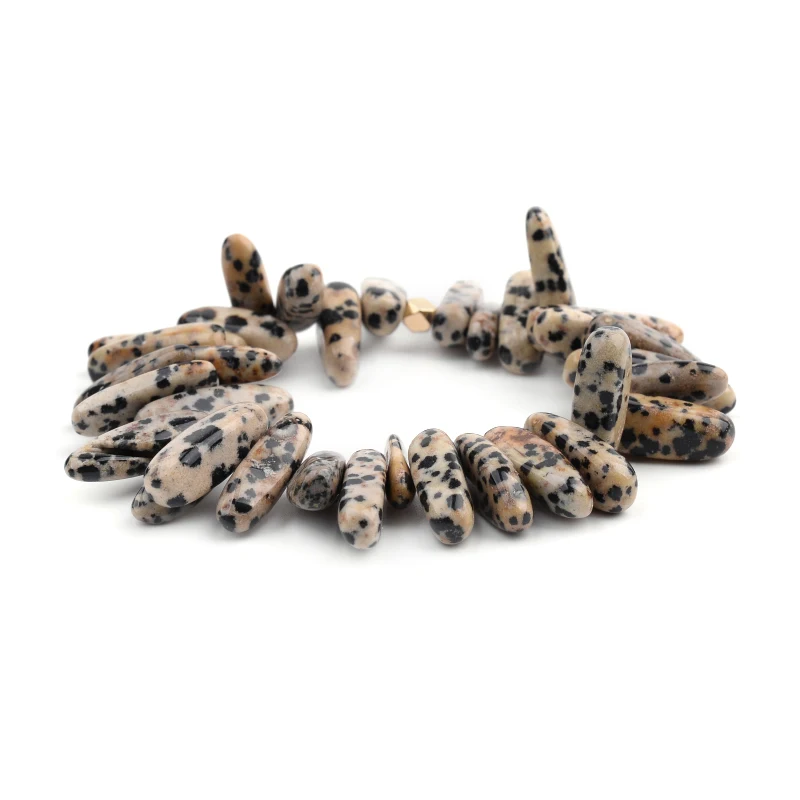 22-Dalmation Jasper BOJIU 14 цветов нерегулярный натуральный камень Браслеты Женские растягивающиеся зубы jises Jaspers Lapis коралловый оникс браслеты из ракушек BC302 - Окраска металла: 22-Dalmation Jasper