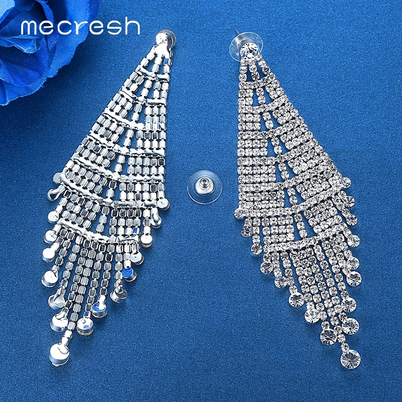 Серьги с большими кисточками Mecresh длинные серьги капельки со стразами для