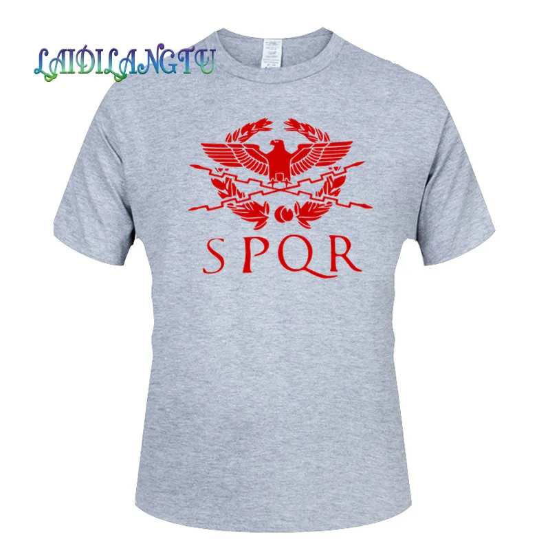 Летняя мода Римская империя футболки мужские SPQR футболка Топы хлопок короткий рукав баннер с орлом футболка