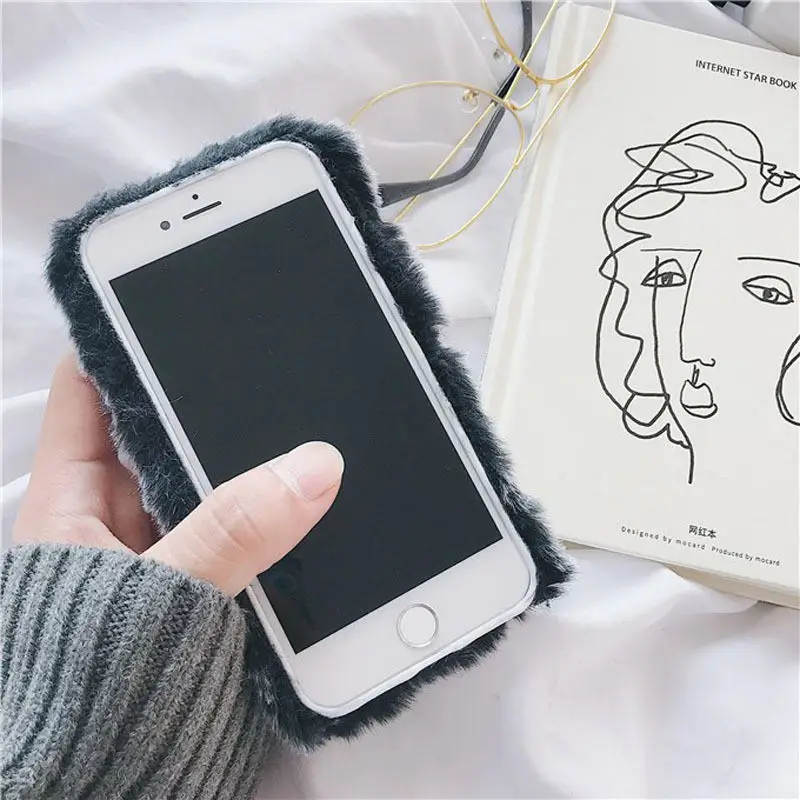Luxury p20lite Case For Huawei P20 Pro P8 P9 Lite Mate 9 10 Nova 3 3i 3e Cute Warm Fur Hairy Rhinestone Plush Cover Soft Celular |