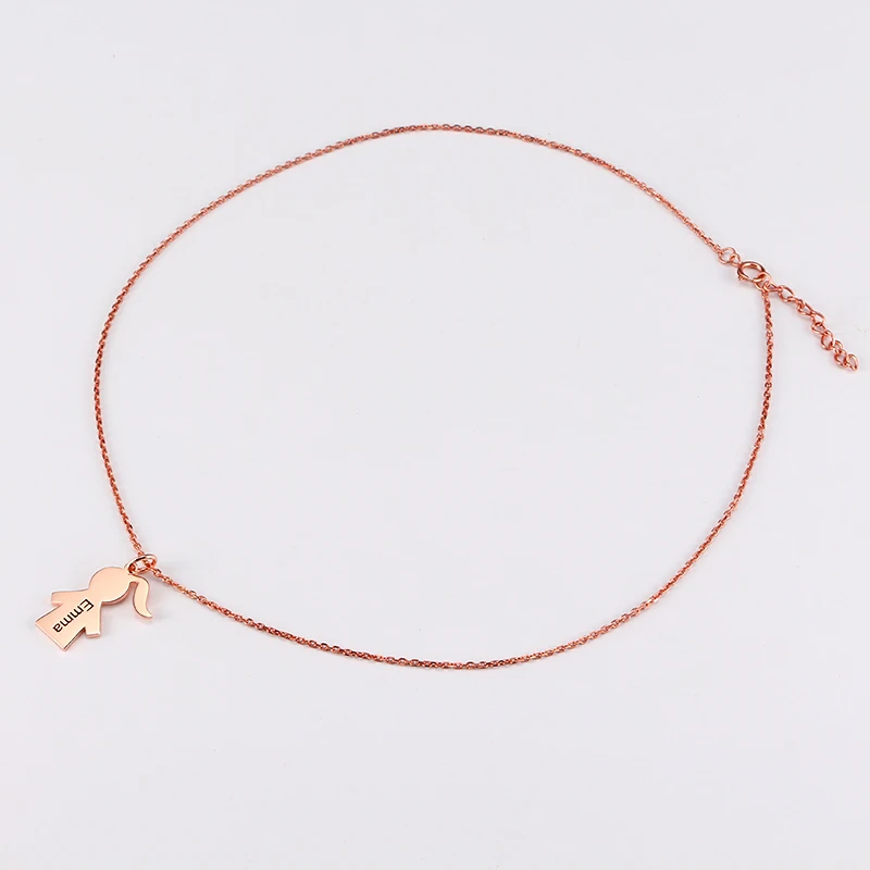 

YAZI Personliazed Name Necklace Silver Jewelry Girl Shape Pendant Necklace Handmade Pendants Custom Engraved Name Necklace Women