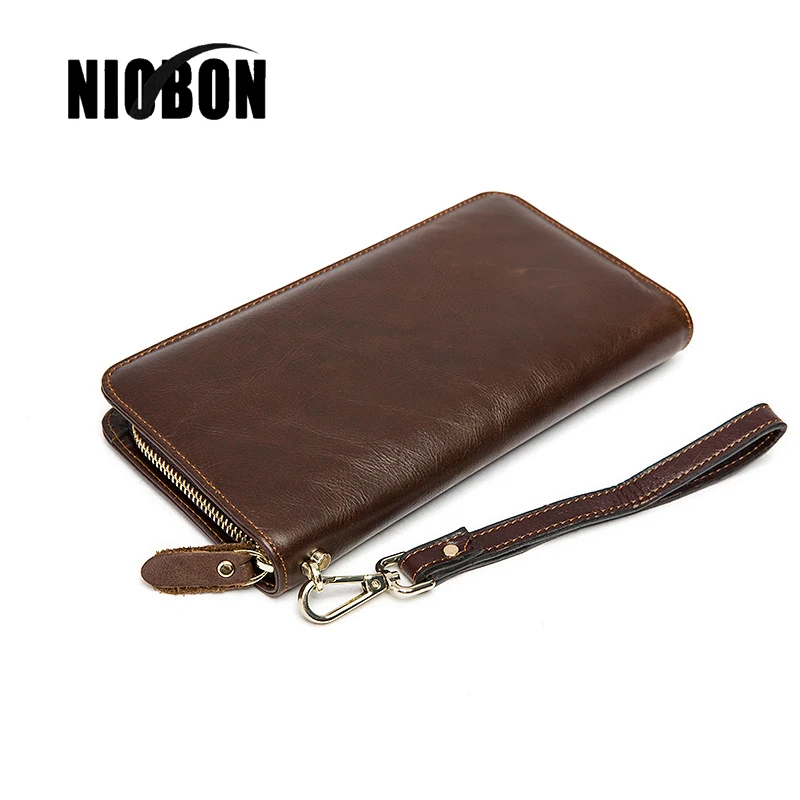 2017 Топ Натуральной Кожи мужская С Длинным Бумажник Большой Емкости Мульти Карта