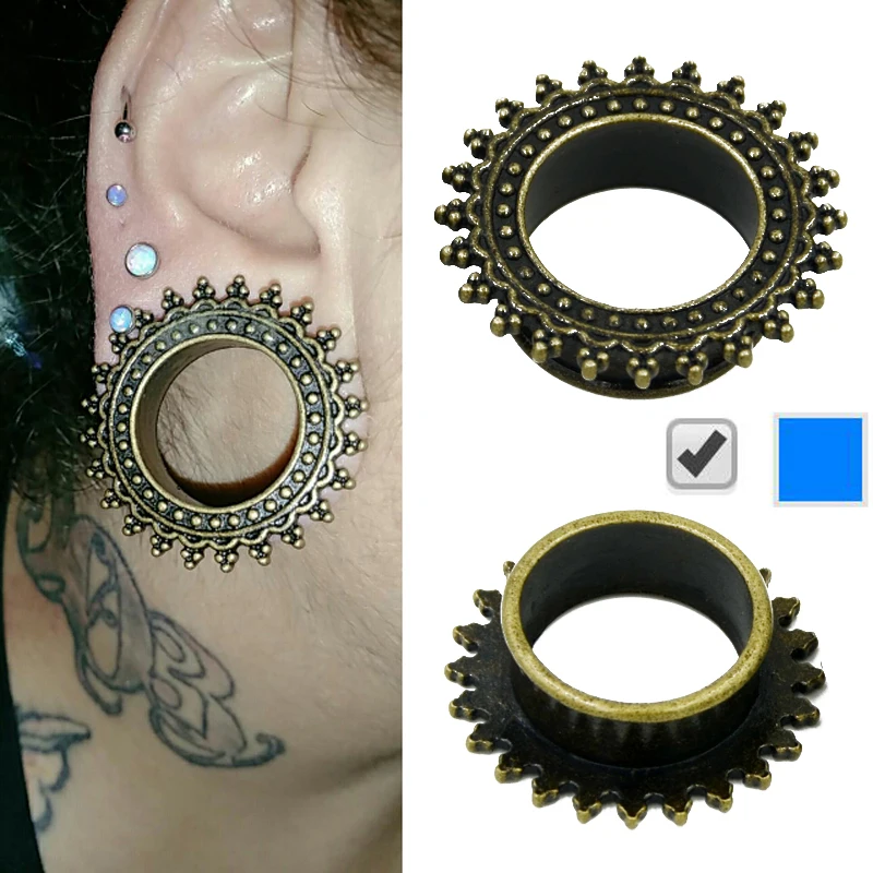 1 пара Латунь Новая мода затычки для ушей туннели мочки уха пирсинг Плоть Туннели