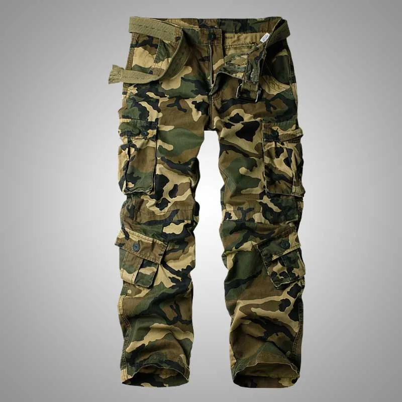 Army Camouflage Тактические армейские брюки карго для мужчин и женщин, хлопковые Свободные мешковатые брюки, повседневные Хип-хоп джоггеры, военные камуфляжные штаны с 8 карманами - Цвет: Army Camouflage