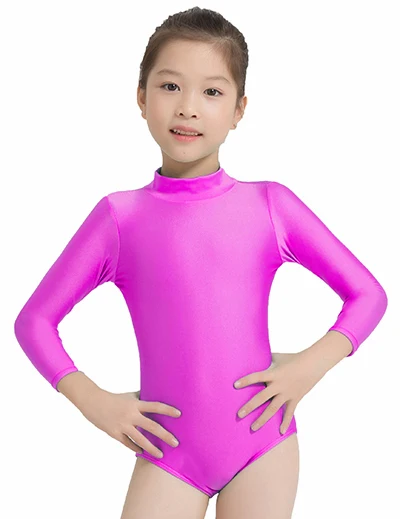 fuchsia Speerise, супер герой, лайкра, спандекс, длинный рукав боди с высоким воротом нежно-голубого цвета для девочек Одежда для спортивной гимнастики для детей одежда для малышей танцевальное трико, платье, костюмы - Цвет: fuchsia