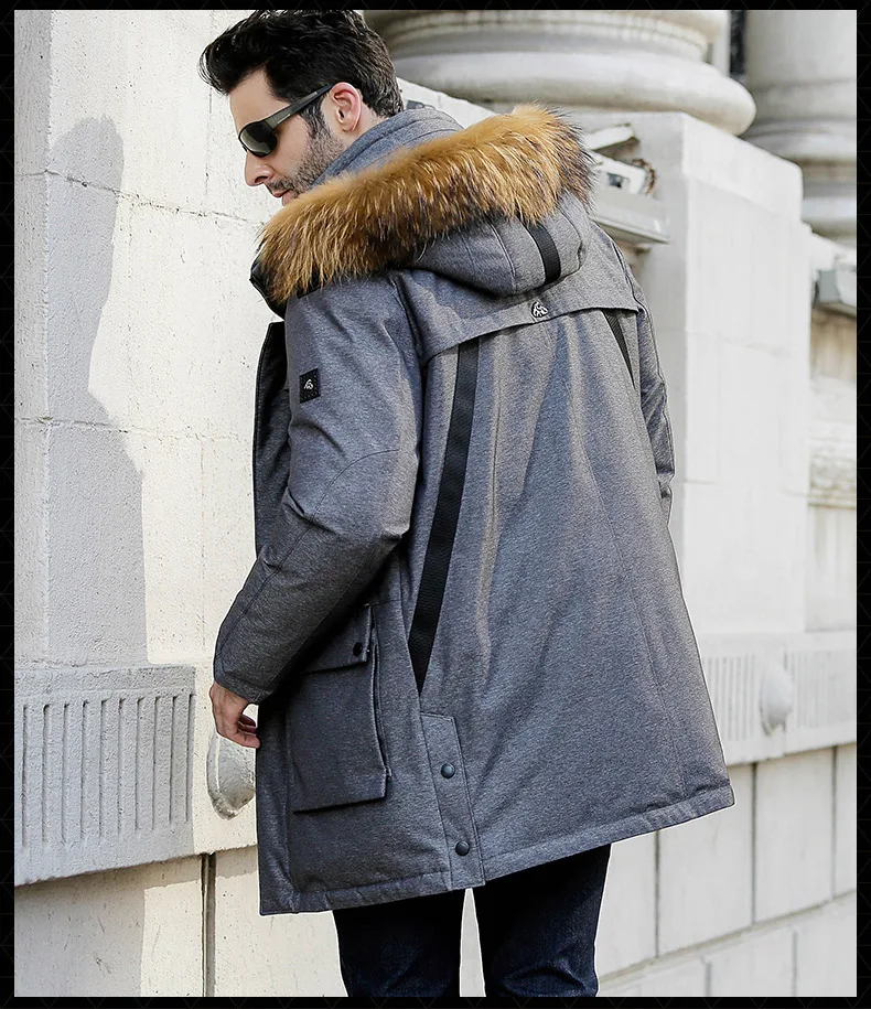 

New Winter Collection Winter men Coat Jacket Down Parka with a Real Raccoon Fur Coat for men BUSINESS
