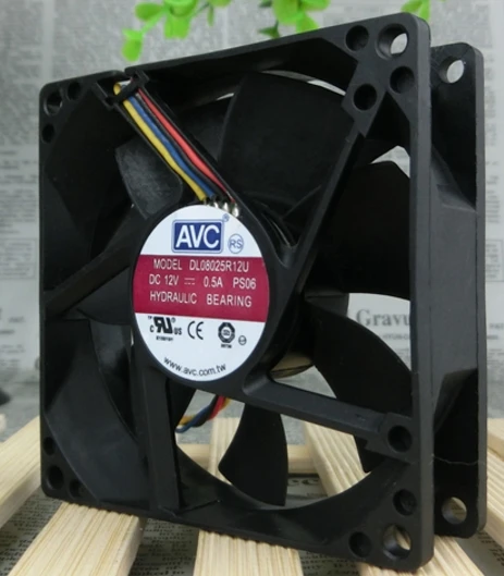 AVC 8025 12V0. 5A 8 см большой объем воздуха ШИМ четырехпроводная регулировка скорости CPU