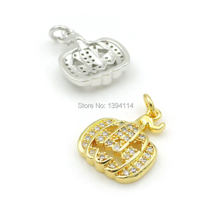 18*15*4mm Micro Pave Clear CZ Pumpkin Ghost Charms Fit For Making DIY Bracelets Or Necklaces Jewelry | Украшения и аксессуары