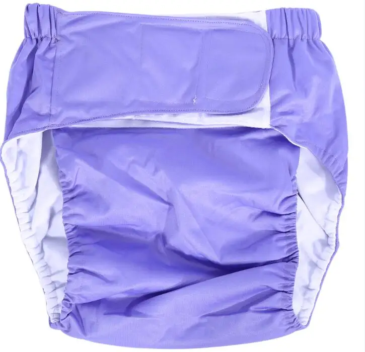 Light Purple 1 шт. новые моющиеся регулируемые тканевые подгузники, дышащие Большие Подгузники, штаны для недержания подгузников, тканевые подгузники для взрослых, 7 цветов - Цвет: Light Purple
