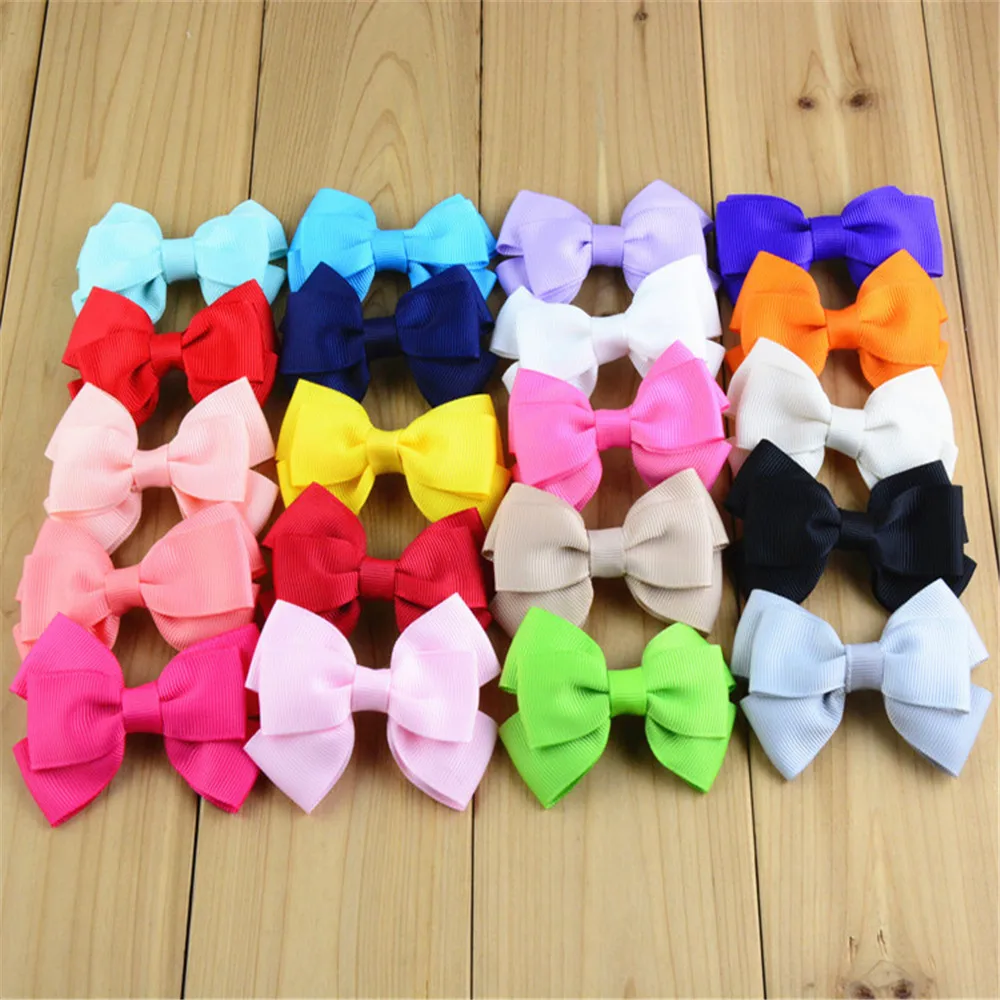

Ribbon Bows WITH CLIP 20pcs/lot Bowknot Applique Embroidered Hair Beauty Bowknots For Girls Hair Accessories