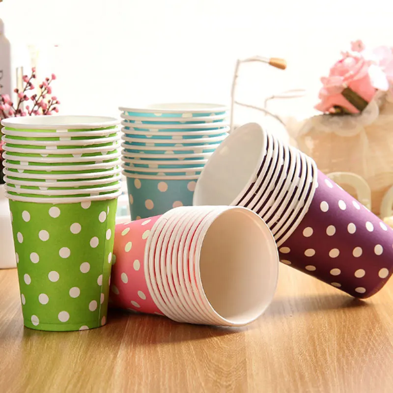 10pcs/lot Dot cup food grade disposable tableware baby wedding party children birthday decoration supplies | Дом и сад