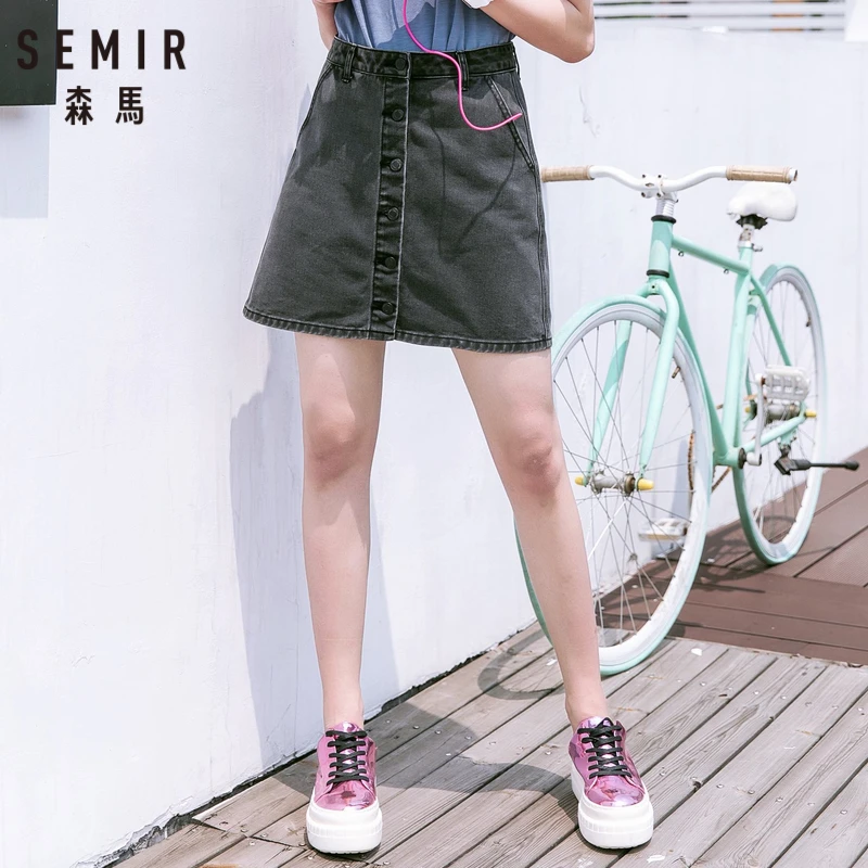 SEMIR Для женщин джинсовая юбка Мягкий хлопок с боковым карманом спереди застежка