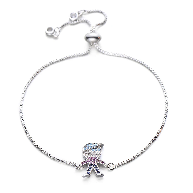 boy silver Pipitree цветной, с кубическим Цирконом для маленьких мальчиков и девочек браслет регулируемый браслет-цепочка Шарм пара Браслеты для Для женщин Для мужчин для мальчиков и девочек, ювелирные изделия - Окраска металла: boy silver