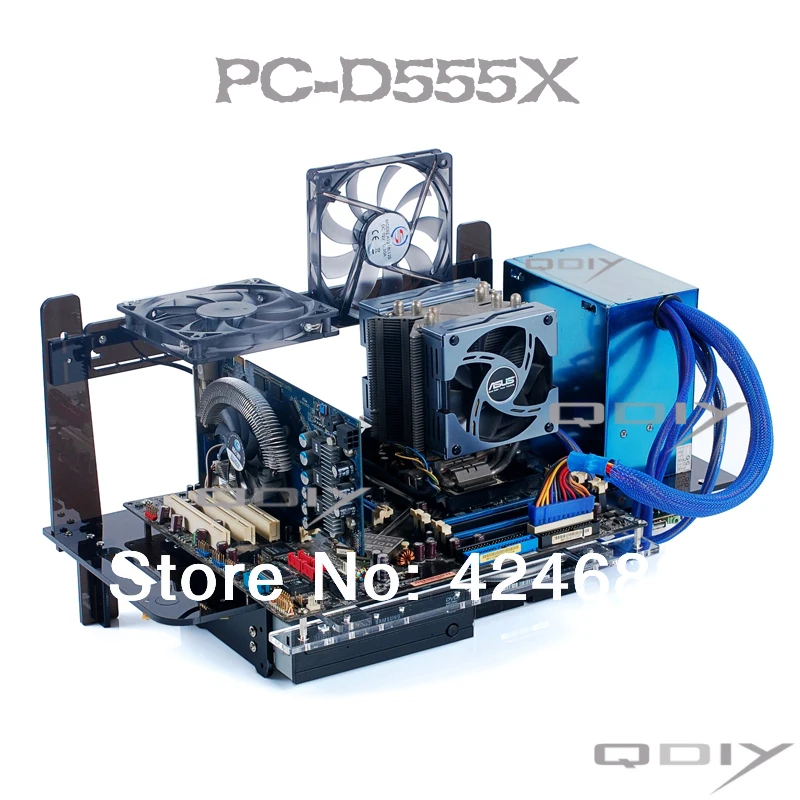 qdiy pc d555x atx компьютер башни персонализированные акриловые прозрачный корпус
