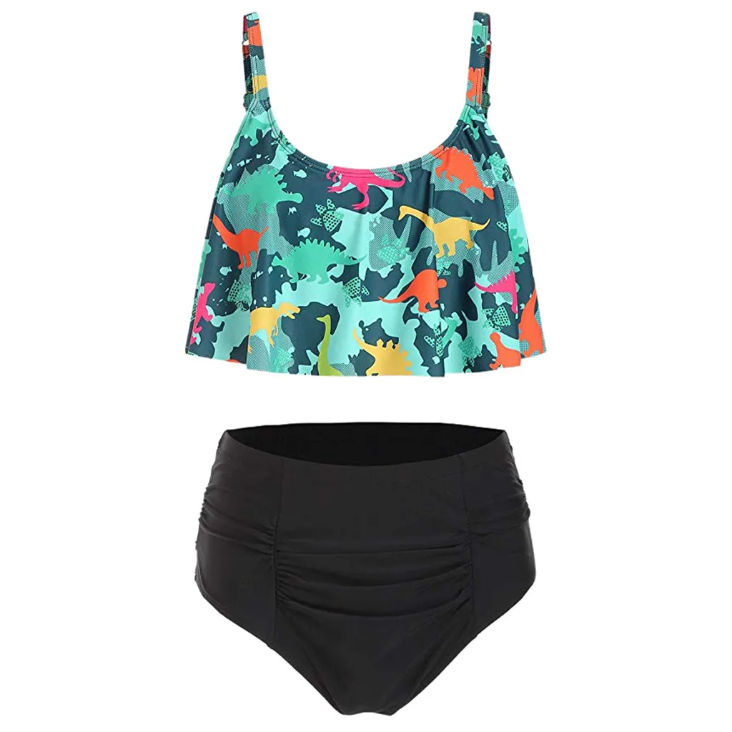 2019 популярный женский комплект бикини купальник с высокой талией принтом