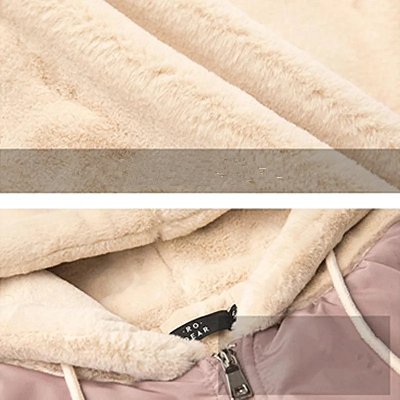 2019 New Women's Winter Cotton Jacket Harajuku S Hooded Lamb Wool Pink Zipper Baseball Coat Pockets Chaqueta De Mujer AC121 | Женская