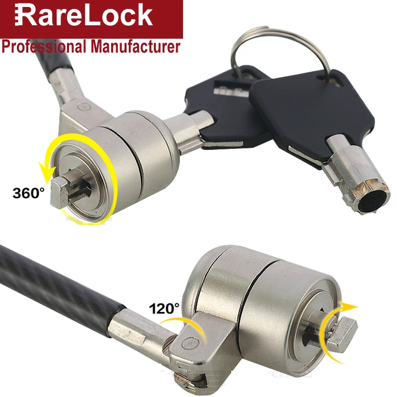 Rarelock цинковый сплав трубчатый замок для ноутбука проектор Displayer Wirerope Противоугонный замок со стойкой, база a