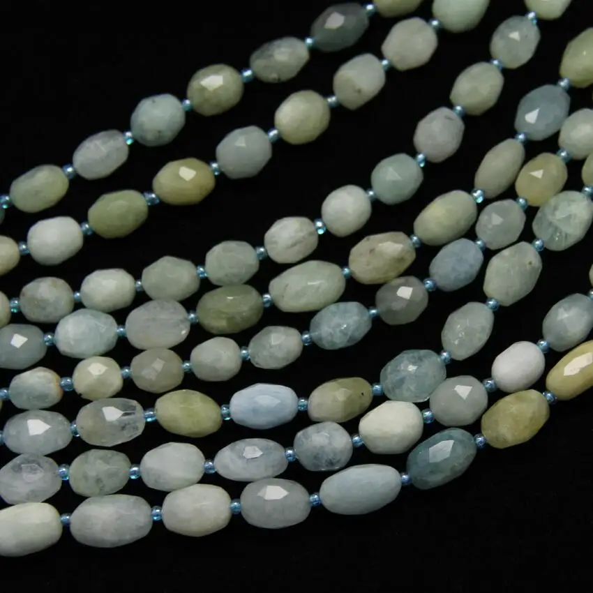 Около 25 шт. нитка Натуральный аквамарин граненый браслет вырезанные Nuggets камни