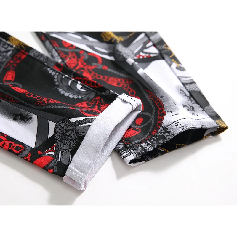 ABOORUN мужские модные обтягивающие джинсы с цифровым принтом карандаш брендовые