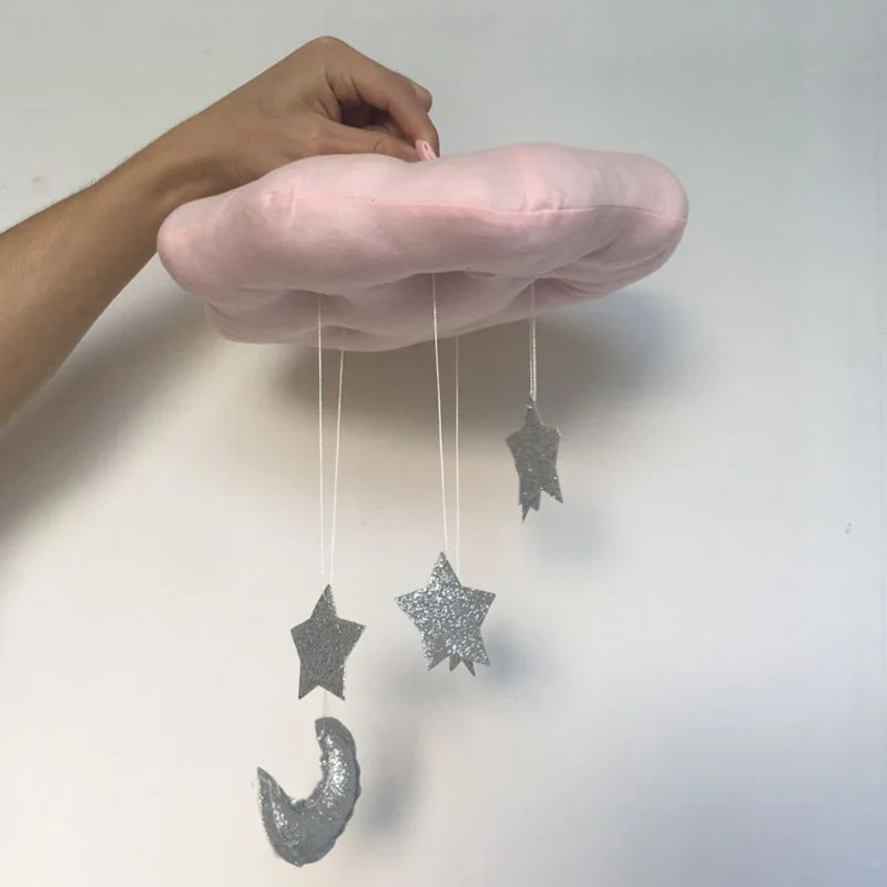 pink silver star Мягкие облака украшение для детской комнаты Декор Аксессуары для детской комнаты Мобильная подвесная игрушка для детей мягкие игрушки подарки на день рождения для детей - Цвет: pink silver star