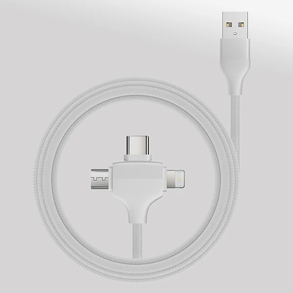 ACCEZZ USB кабель для быстрой зарядки освещение для iPhone X 8 Plus XS MAX XR Micro usb type C для samsung S9 S8 3 в 1 линия зарядного устройства - Цвет: Белый