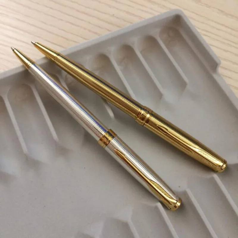 

STOHOLEE Free Shipping Executive Ballpoint Pen Office School Suppliers Metal Gold Silver Stationery Refill 0.7mm Pens of Writing