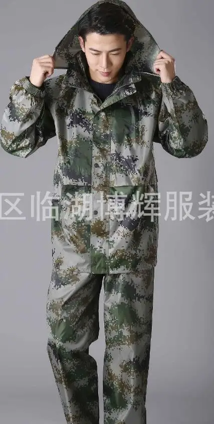 2 sets оптовая Камуфляж двойной мужчины женщины дождя плащ костюмы брюки открытый
