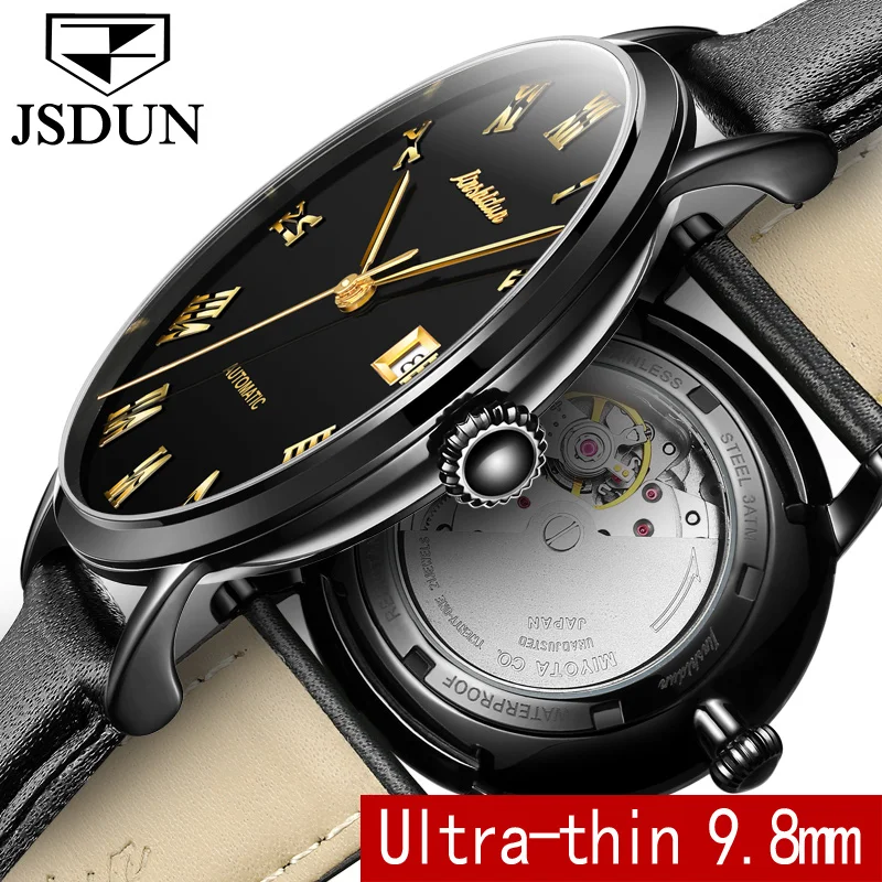 Автоматические механические часы JSDUN от ведущего бренда роскошные с турбийоном