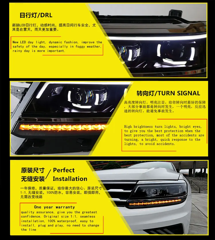 Автозапчасти стиль светодиодный головной фонарь для VW Tiguan светодиодный фонарь для Tiguan drl H7 hid Биксеноновые линзы Ангел глаз ближнего света