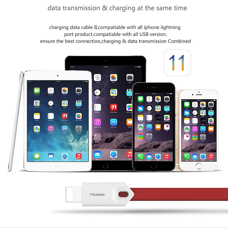 Mcdodo USB кабель для передачи данных iPhone x 8 7 Plus 2.1A Кабель с разъемом Lightning к порту