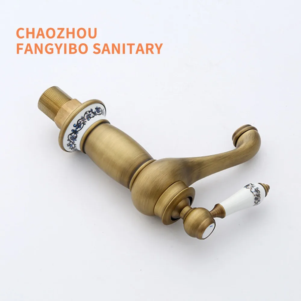 Латунный античный смеситель для ванной керамический раковины из твердой латуни