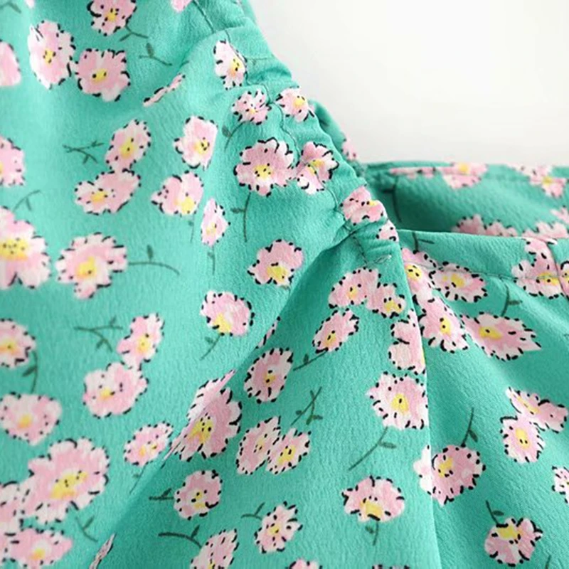 

Summer dress 2019 elegant vintage boho beach mini dress women short sleeve green floral sexy dress korean casual vestidos
