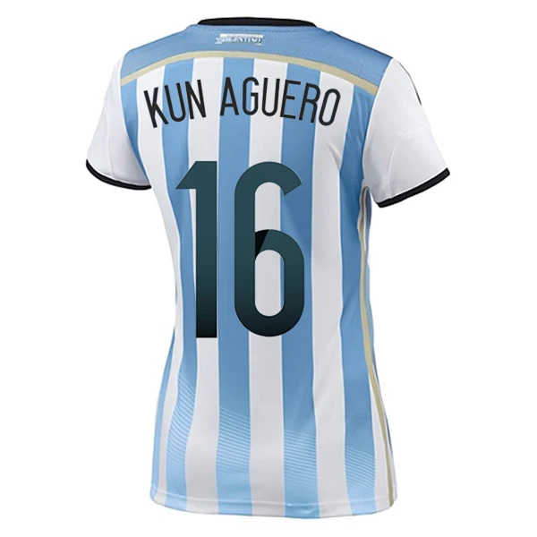 Women ARGENTINA 2014 World Cup Jersey Home Blue white #16 KUN AGUERO Lady Jerseys Football kit Cheap Soccer uniforms | Спорт и